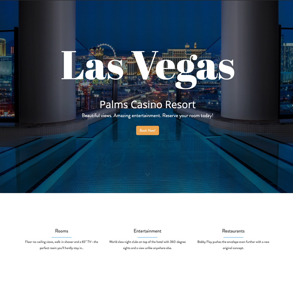 Las Vegas Hotels landing page - Designed by James Hooper
